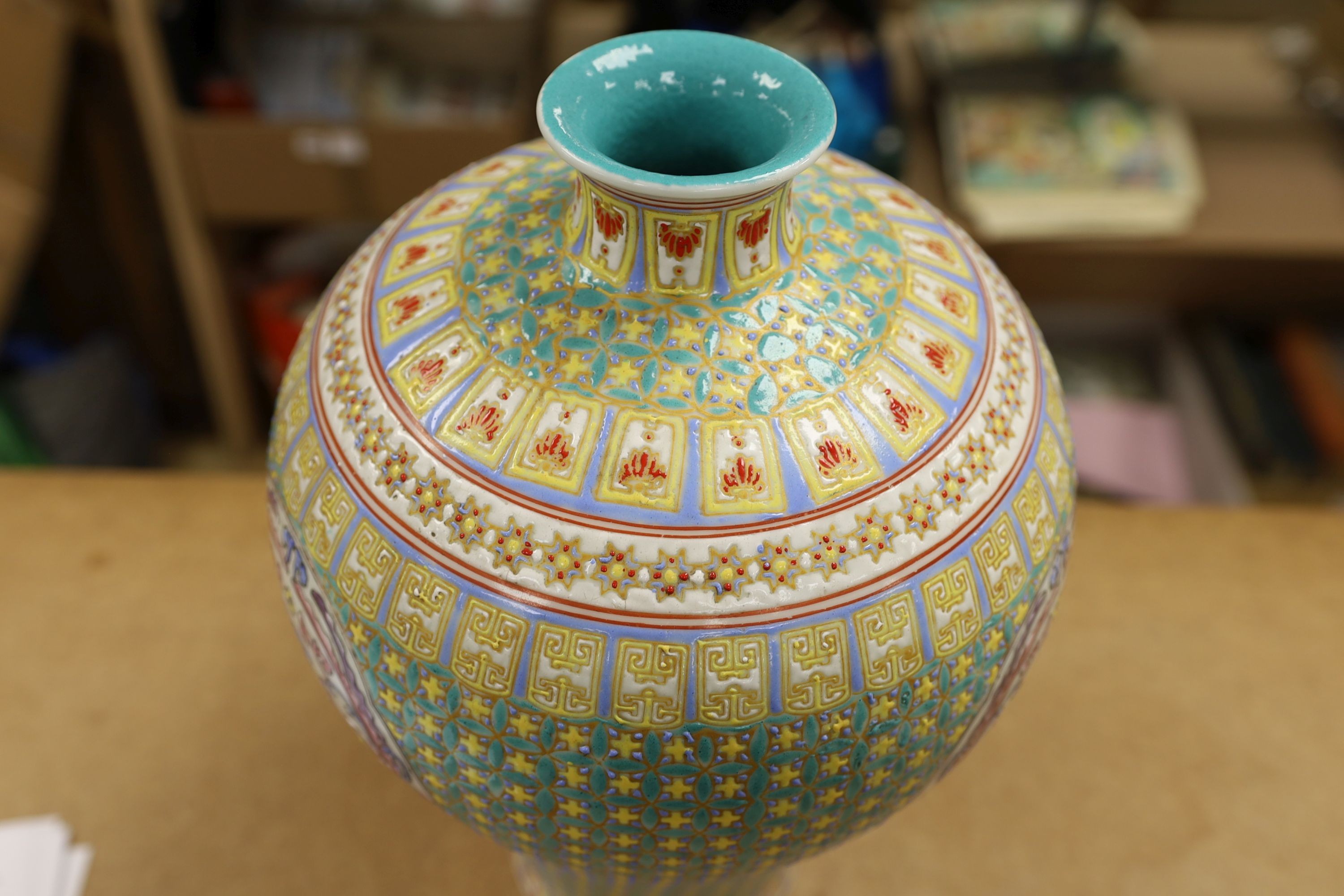 A Chinese enamelled porcelain meiping, 39cm